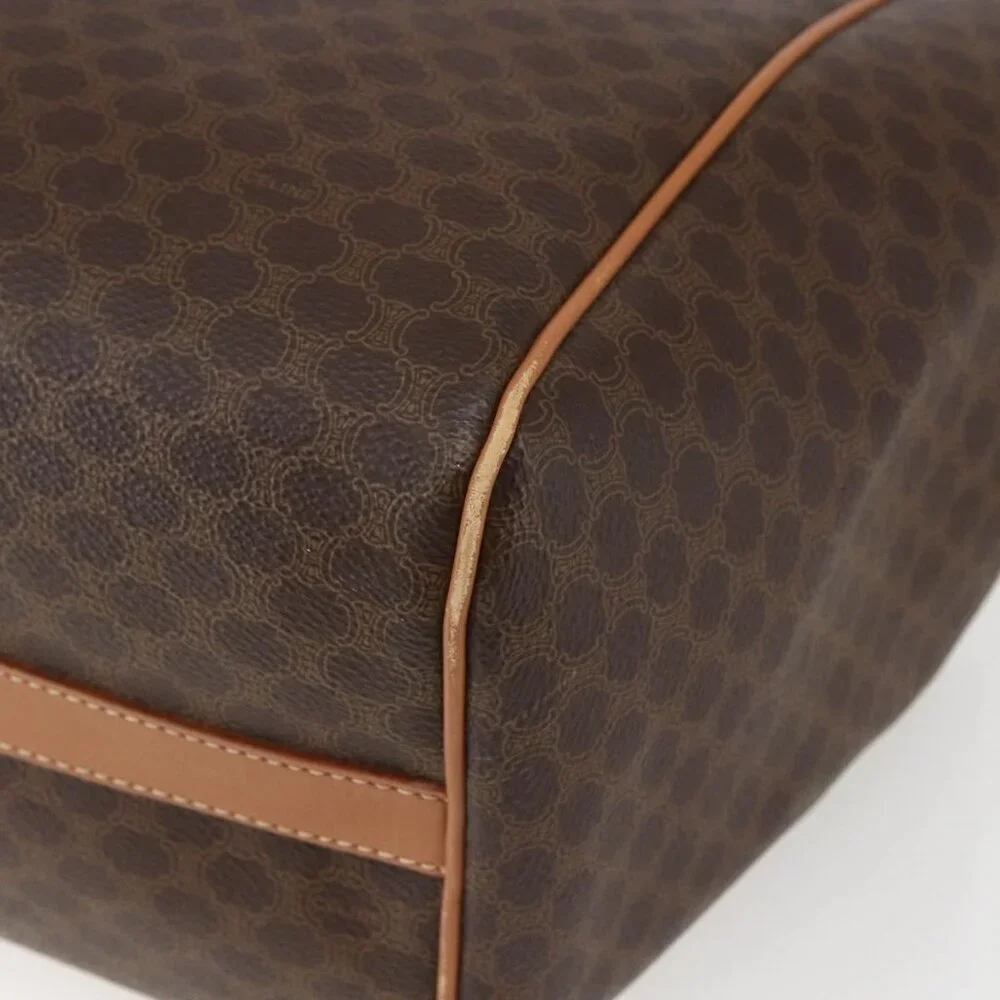 Authentic CELINE Macadam Canvas Shoulder Bag PVC Leather Brown Gold - Picture 4 of 16